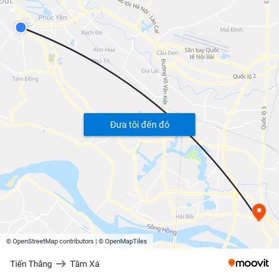 Tiến Thắng to Tầm Xá map