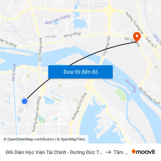 Đối Diện Học Viện Tài Chính - Đường Đức Thắng to Tầm Xá map