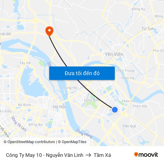 Công Ty May 10 - Nguyễn Văn Linh to Tầm Xá map