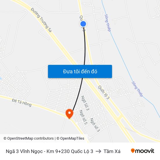 Ngã 3 Vĩnh Ngọc - Km 9+230 Quốc Lộ 3 to Tầm Xá map