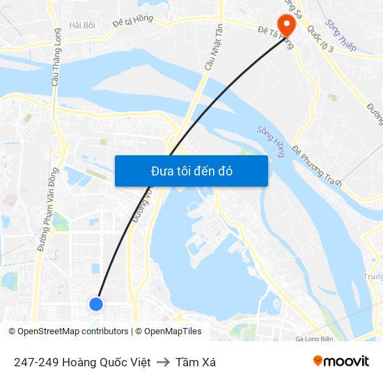 247-249 Hoàng Quốc Việt to Tầm Xá map