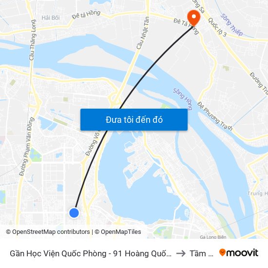 Gần Học Viện Quốc Phòng - 91 Hoàng Quốc Việt to Tầm Xá map