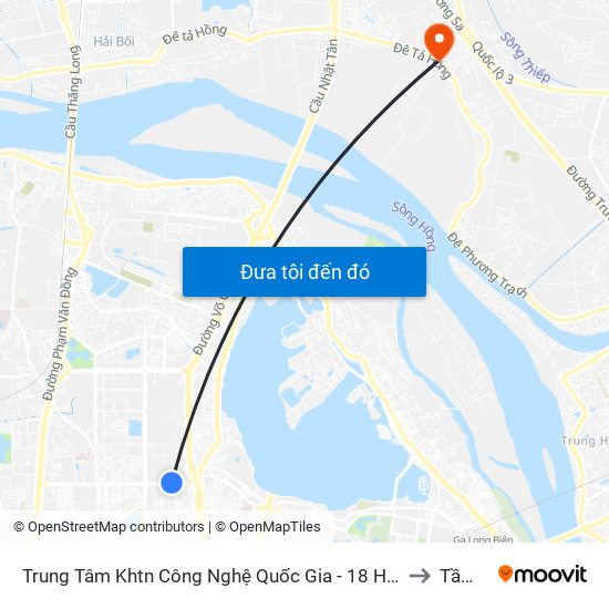 Trung Tâm Khtn Công Nghệ Quốc Gia - 18 Hoàng Quốc Việt to Tầm Xá map
