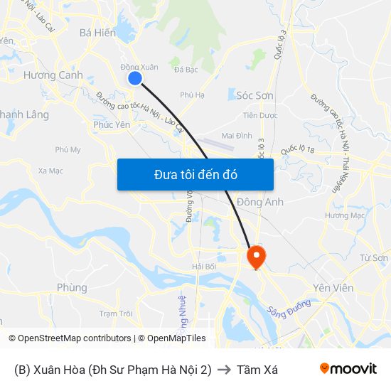 (B) Xuân Hòa (Đh Sư Phạm Hà Nội 2) to Tầm Xá map