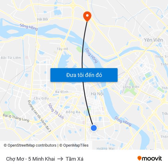 Chợ Mơ - 5 Minh Khai to Tầm Xá map