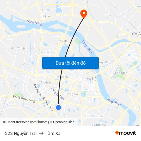 322 Nguyễn Trãi to Tầm Xá map