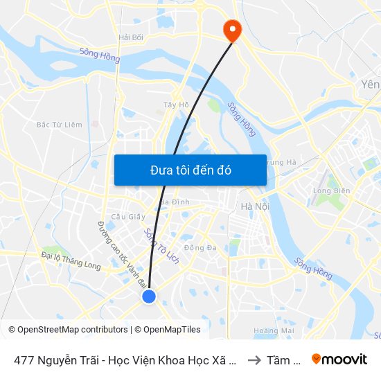 477 Nguyễn Trãi - Học Viện Khoa Học Xã Hội to Tầm Xá map