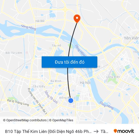 B10 Tập Thể Kim Liên (Đối Diện Ngõ 46b Phạm Ngọc Thạch) to Tầm Xá map