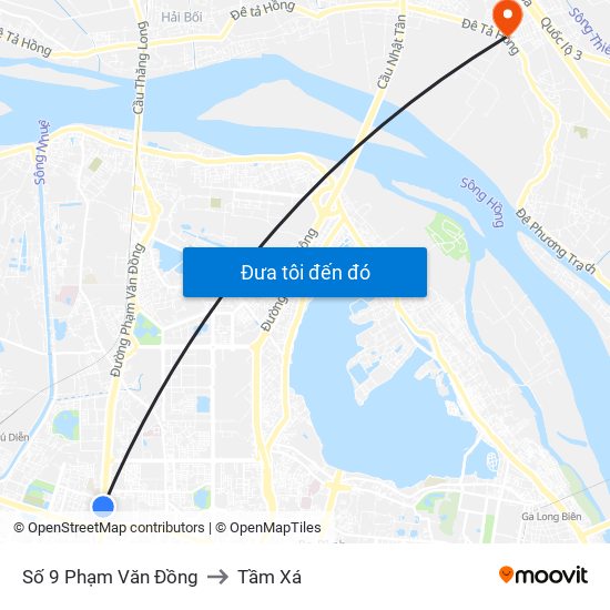 Số 9 Phạm Văn Đồng to Tầm Xá map