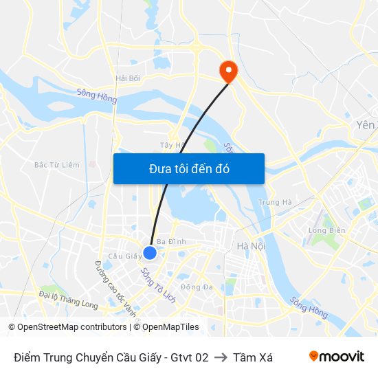 Điểm Trung Chuyển Cầu Giấy - Gtvt 02 to Tầm Xá map