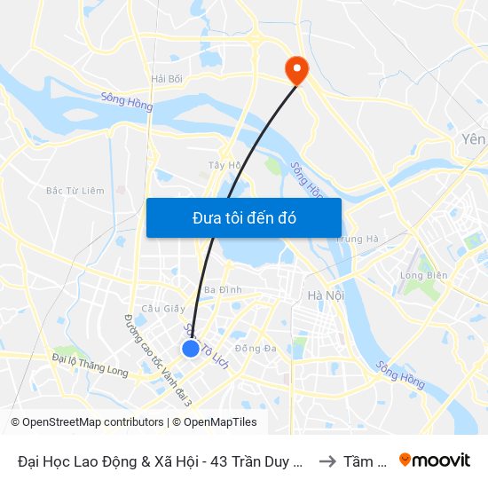 Đại Học Lao Động & Xã Hội - 43 Trần Duy Hưng to Tầm Xá map