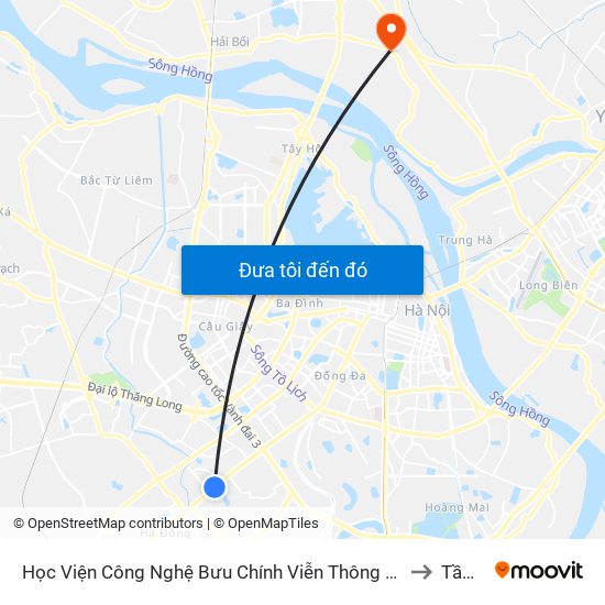 Học Viện Công Nghệ Bưu Chính Viễn Thông - Trần Phú (Hà Đông) to Tầm Xá map