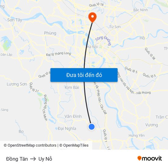 Đồng Tân to Uy Nỗ map