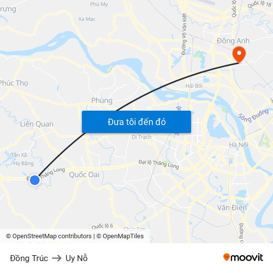 Đồng Trúc to Uy Nỗ map