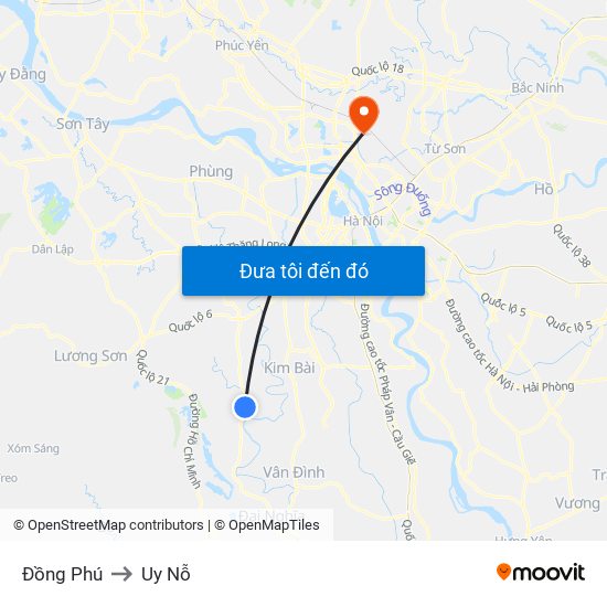Đồng Phú to Uy Nỗ map
