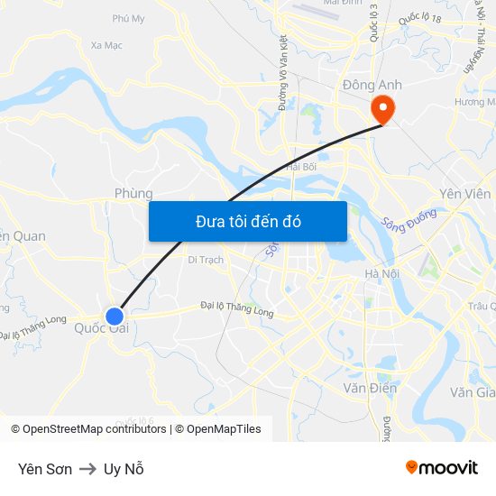 Yên Sơn to Uy Nỗ map