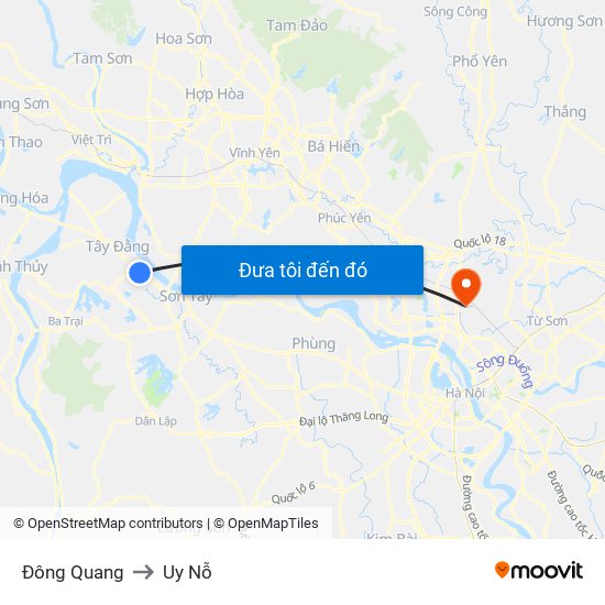 Đông Quang to Uy Nỗ map