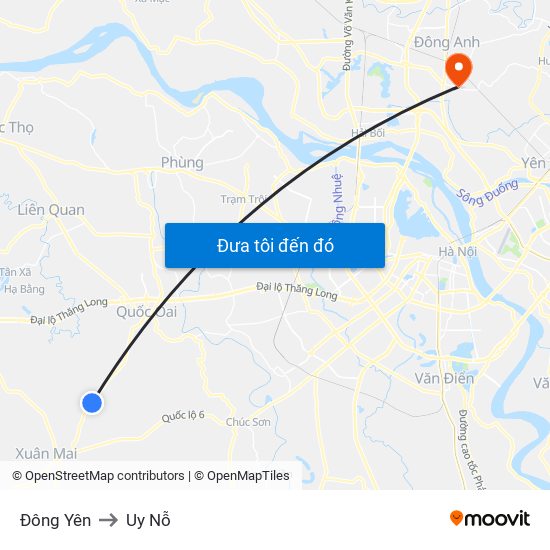 Đông Yên to Uy Nỗ map