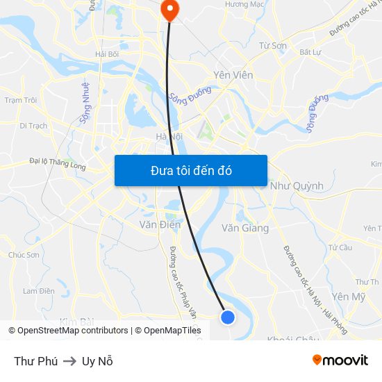 Thư Phú to Uy Nỗ map