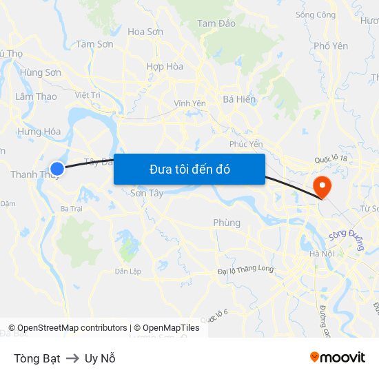 Tòng Bạt to Uy Nỗ map