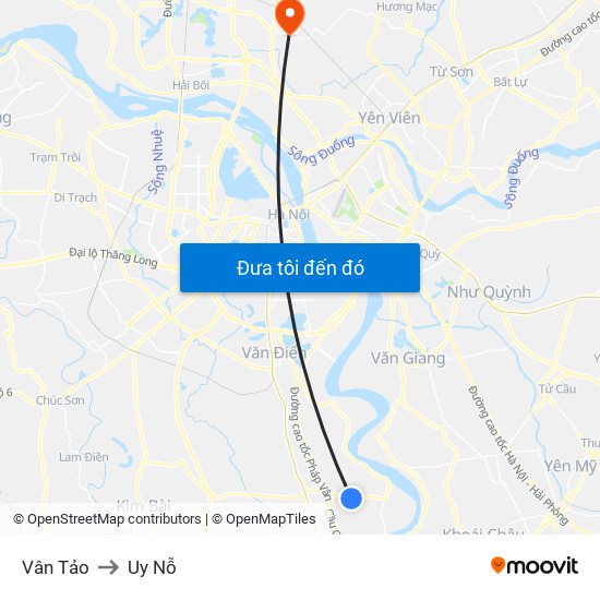 Vân Tảo to Uy Nỗ map