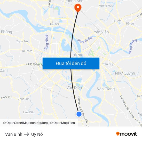 Văn Bình to Uy Nỗ map