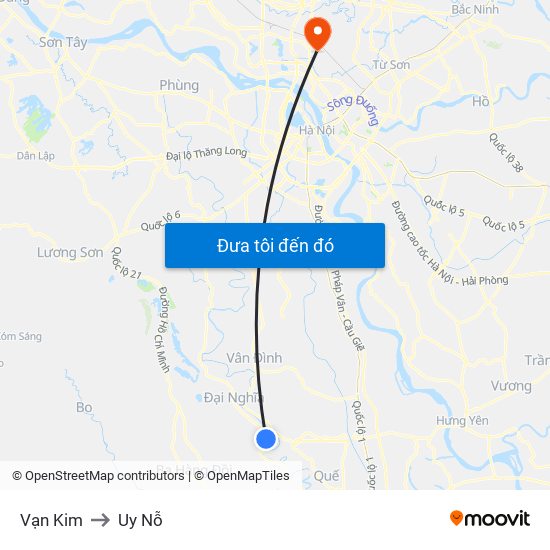 Vạn Kim to Uy Nỗ map