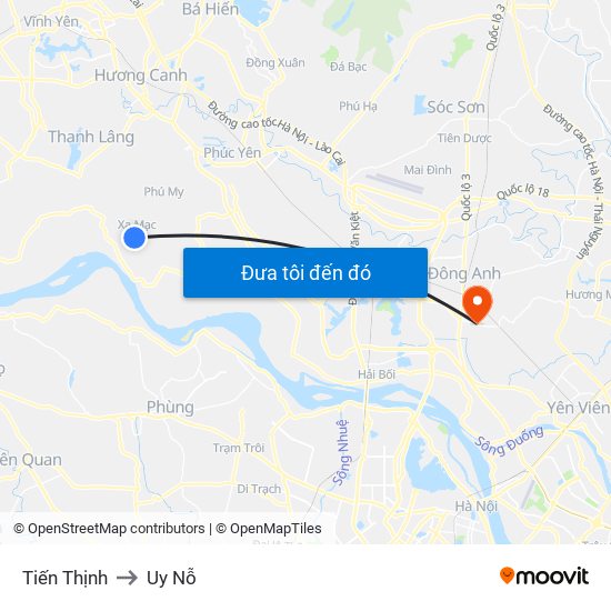 Tiến Thịnh to Uy Nỗ map