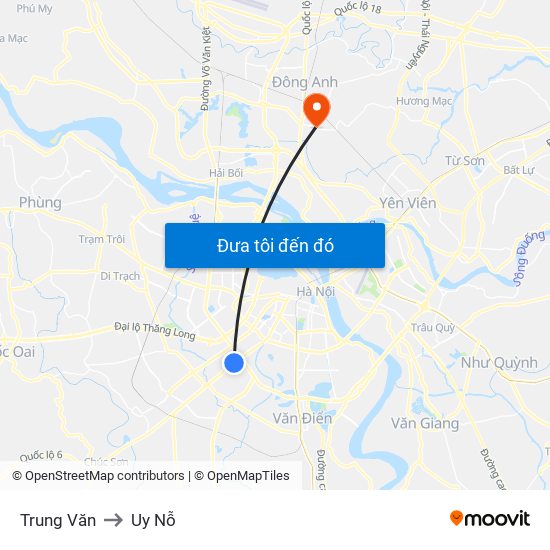 Trung Văn to Uy Nỗ map
