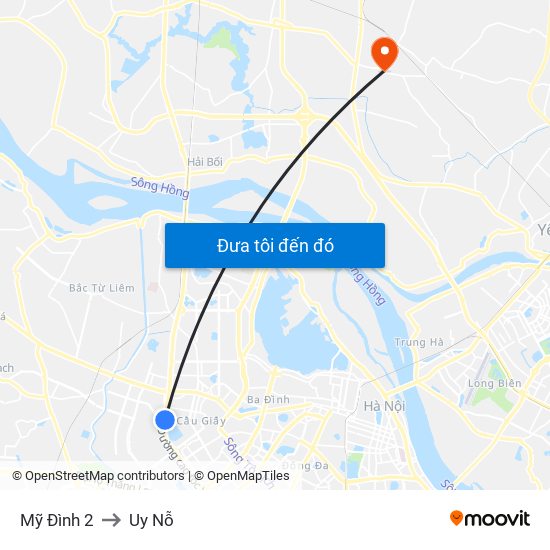Mỹ Đình 2 to Uy Nỗ map