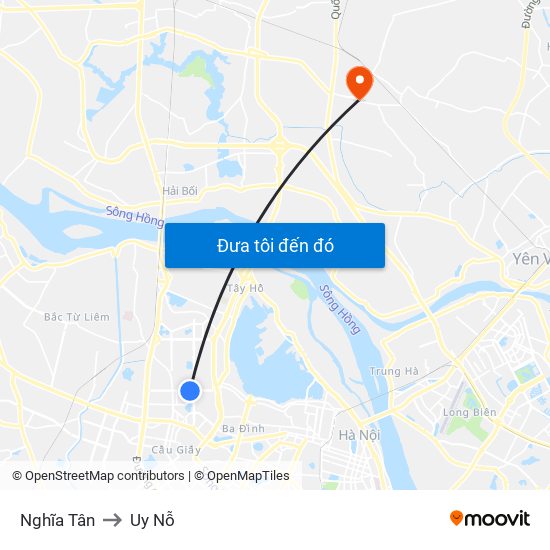 Nghĩa Tân to Uy Nỗ map