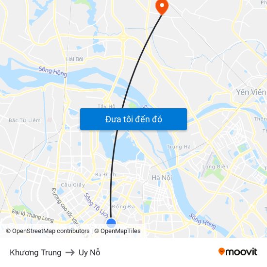 Khương Trung to Uy Nỗ map