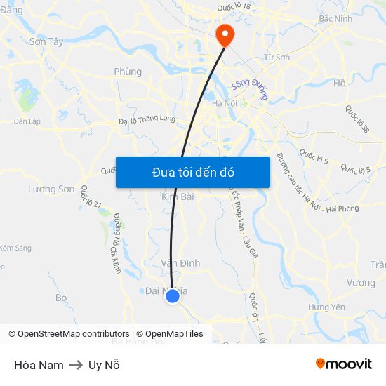 Hòa Nam to Uy Nỗ map