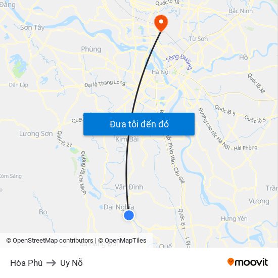 Hòa Phú to Uy Nỗ map