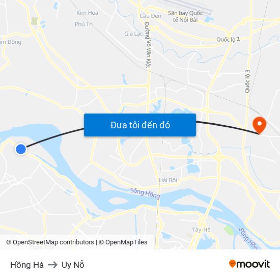 Hồng Hà to Uy Nỗ map
