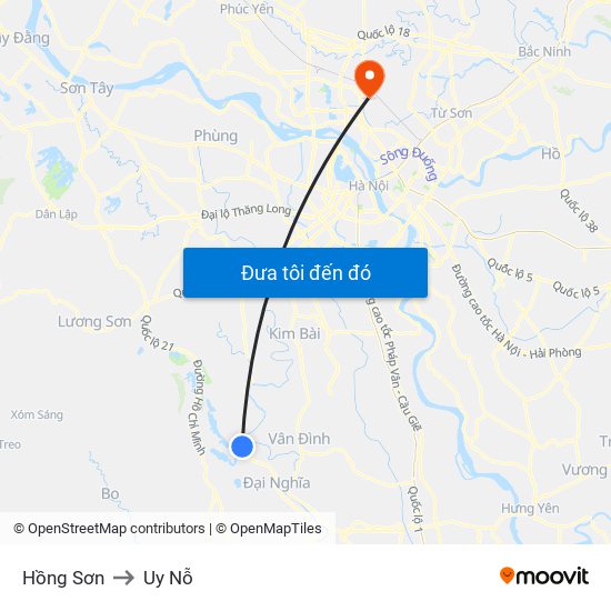 Hồng Sơn to Uy Nỗ map