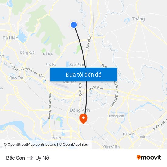 Bắc Sơn to Uy Nỗ map