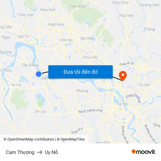 Cam Thượng to Uy Nỗ map