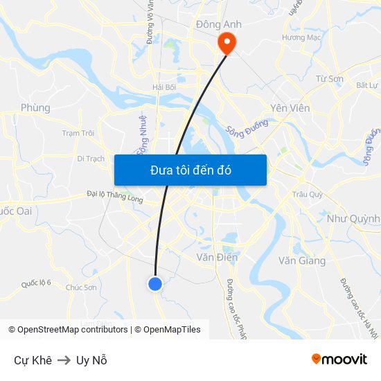 Cự Khê to Uy Nỗ map