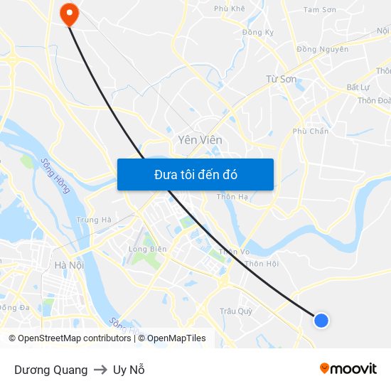 Dương Quang to Uy Nỗ map