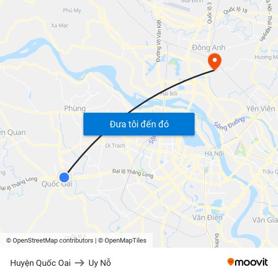 Huyện Quốc Oai to Uy Nỗ map