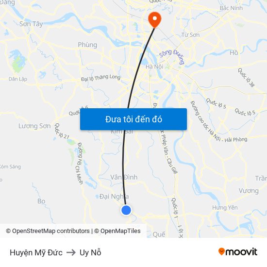 Huyện Mỹ Đức to Uy Nỗ map