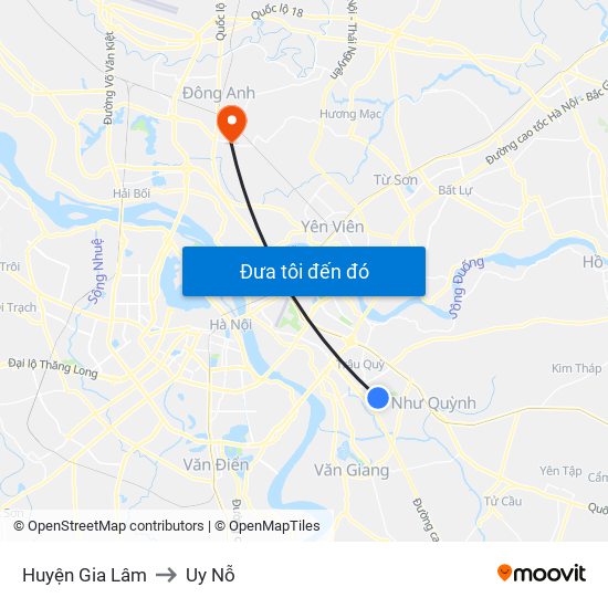 Huyện Gia Lâm to Uy Nỗ map