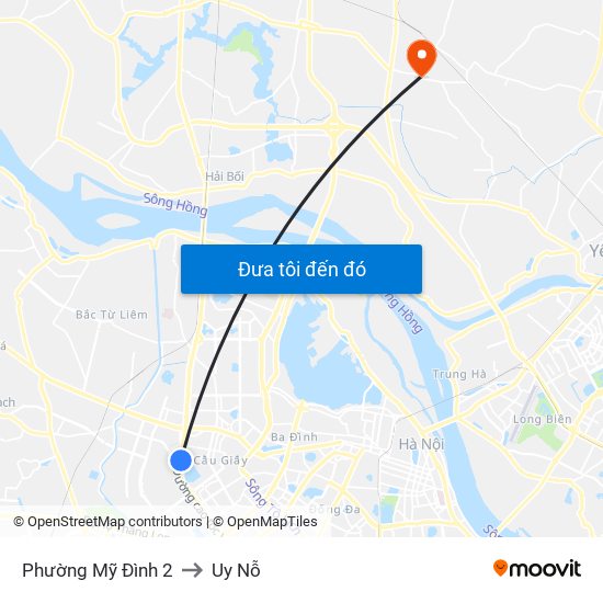 Phường Mỹ Đình 2 to Uy Nỗ map