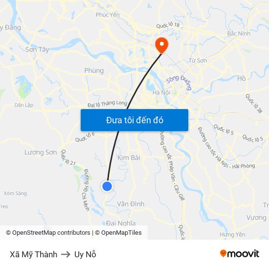 Xã Mỹ Thành to Uy Nỗ map