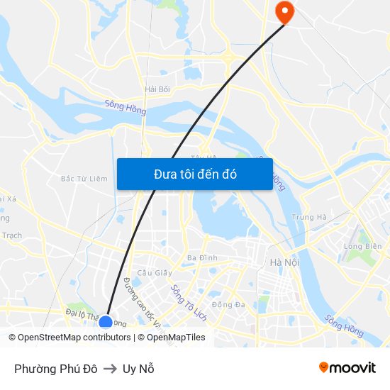 Phường Phú Đô to Uy Nỗ map