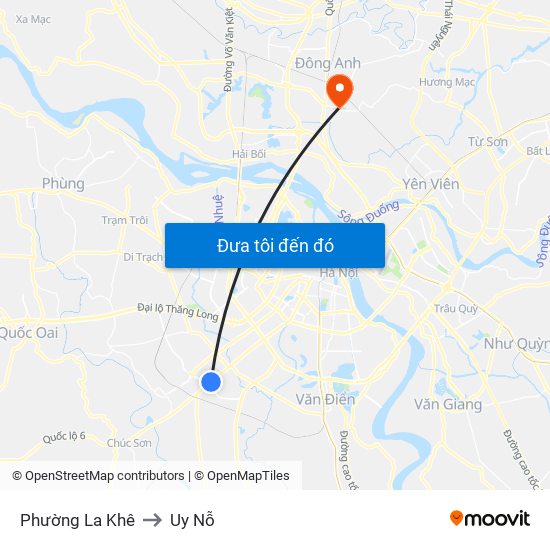 Phường La Khê to Uy Nỗ map