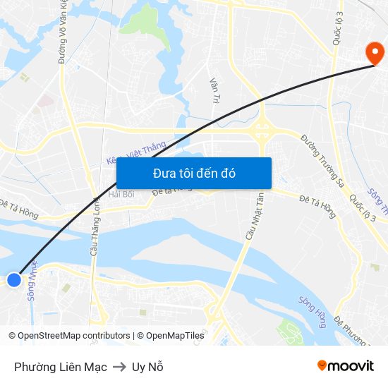 Phường Liên Mạc to Uy Nỗ map