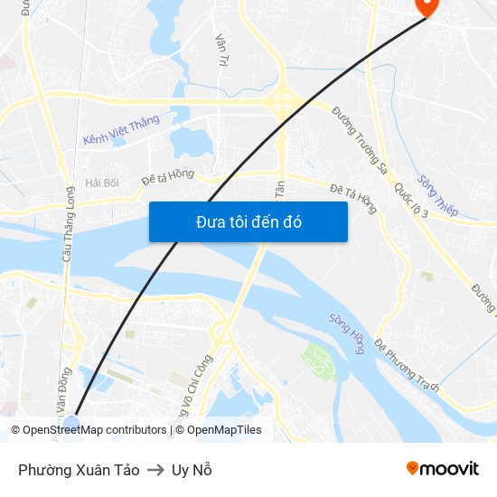 Phường Xuân Tảo to Uy Nỗ map