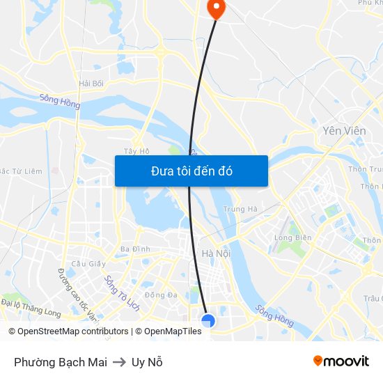 Phường Bạch Mai to Uy Nỗ map